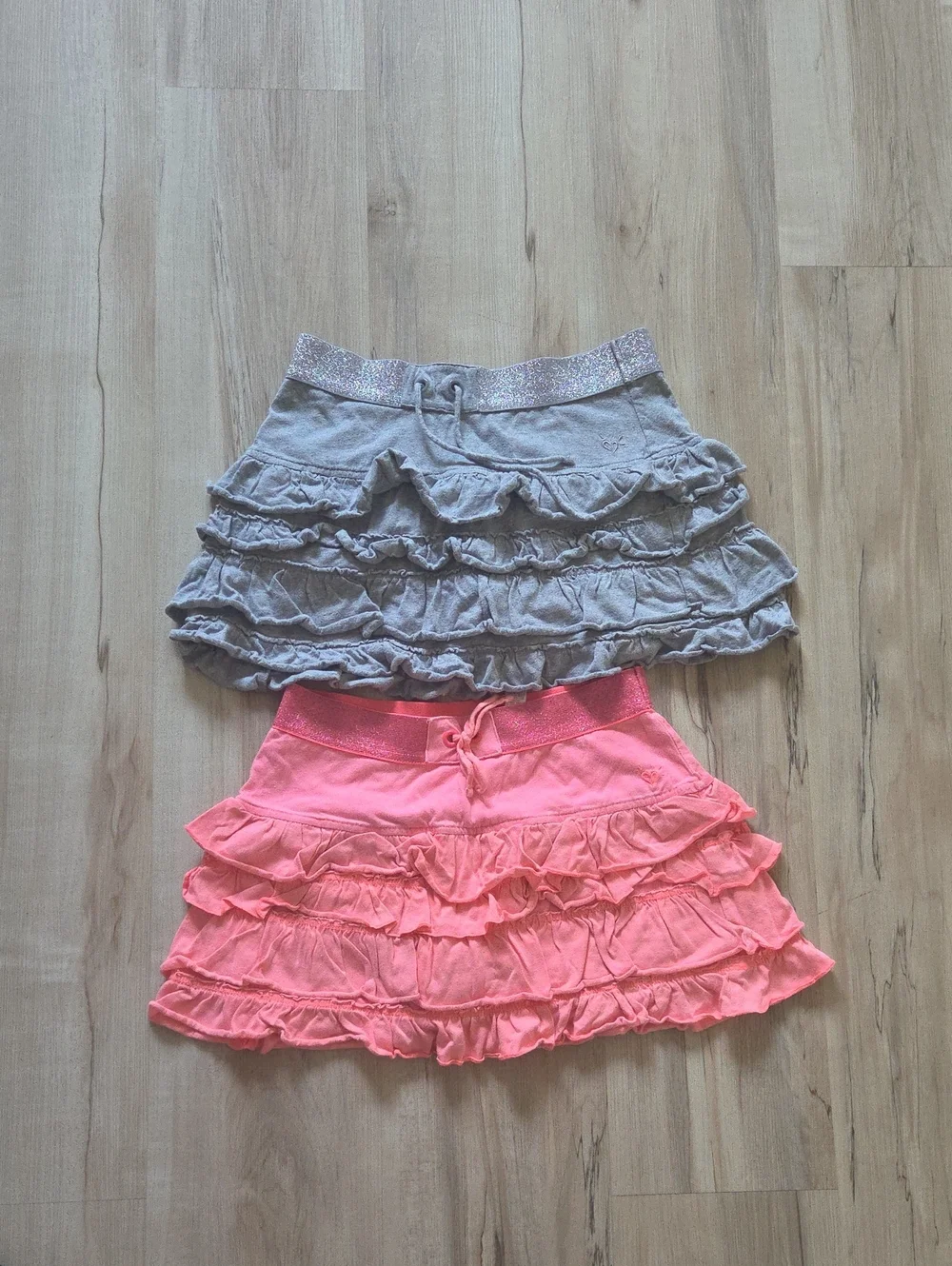 Justice Ruffled Mini Skirts/shorts in Gray and Coral Pink